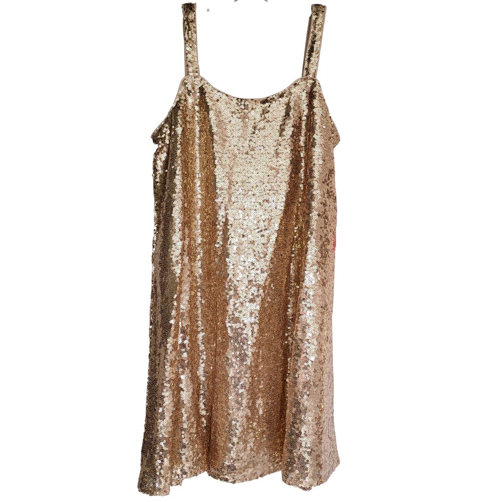 With Jules Kids Gold Sequin Shift Dress Sleeveless Size Large NEW Sparkly Dance